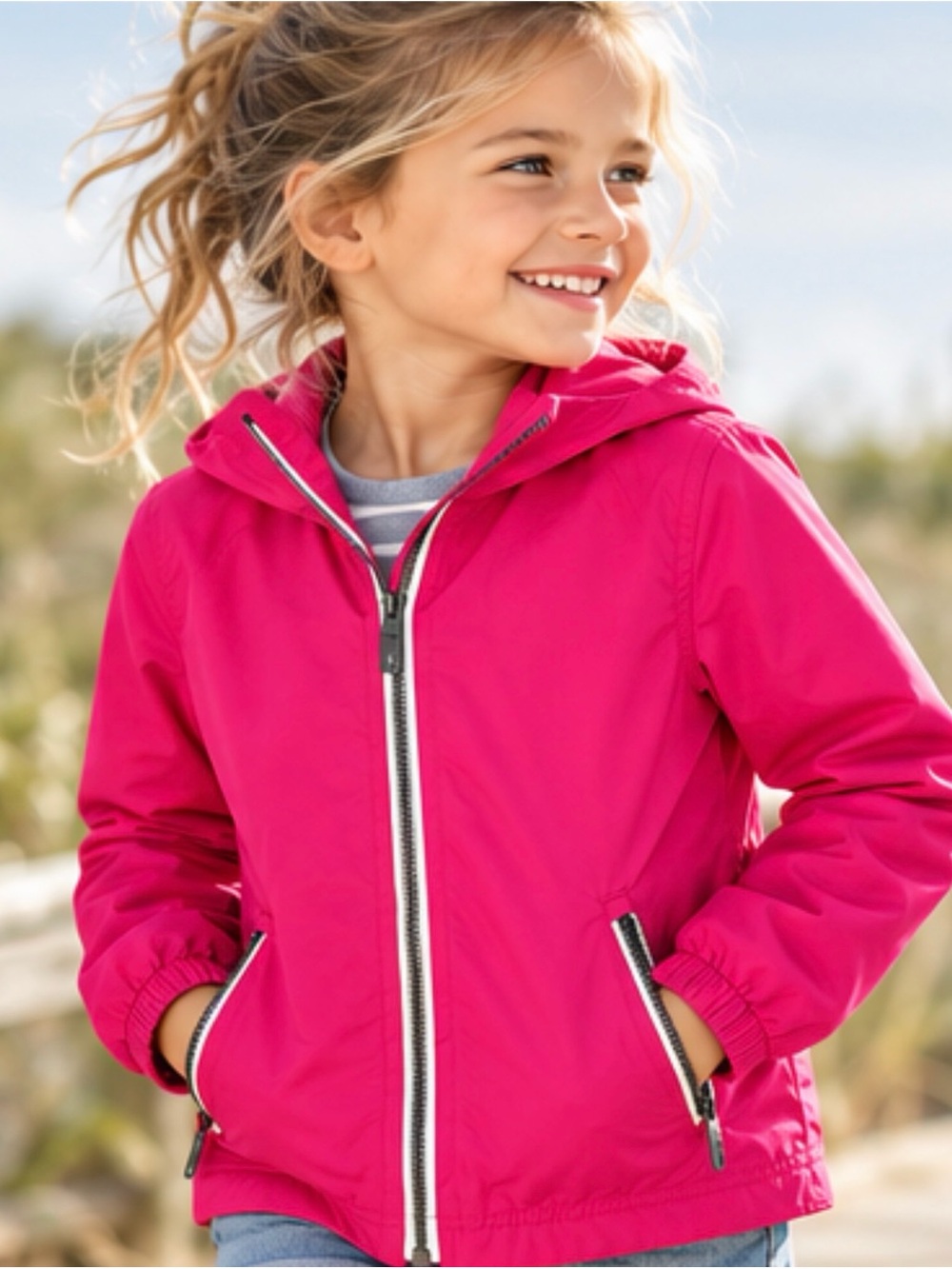Hanna Andersson Wind At Your Back Anorak Pink Girls 8 - 130 jacket Like NEW